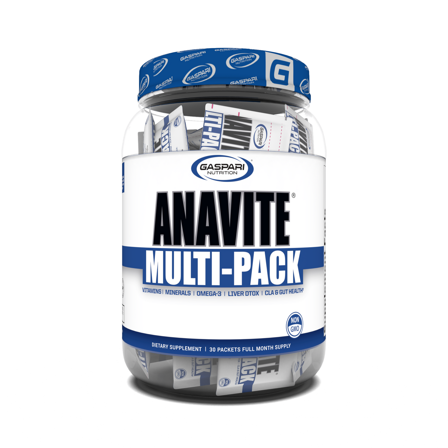 Anavite Multi-Pack by Gaspari Nutrition, showcasing a dietary supplement designed as a performance multivitamin for athletes.