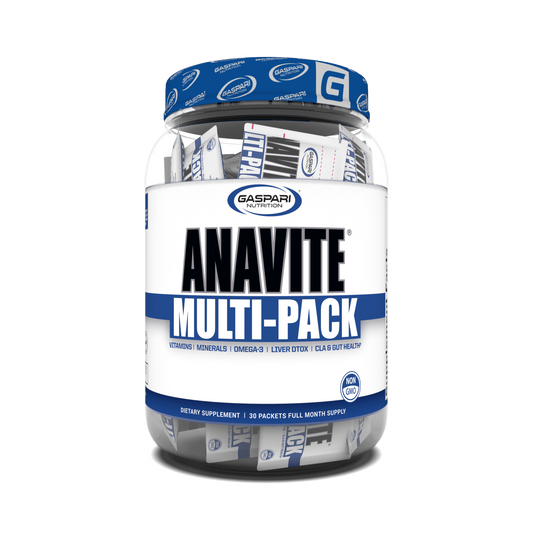 Anavite Multi-Pack by Gaspari Nutrition, showcasing a dietary supplement designed as a performance multivitamin for athletes.