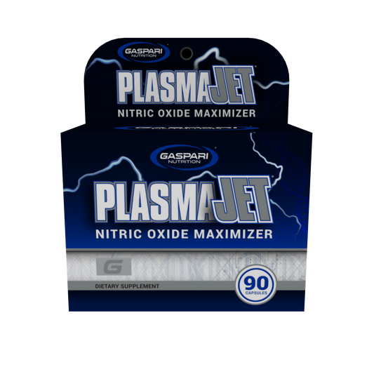 PLASMAJET Nitric Oxide Maximizer supplement box showcasing bold branding and product details.