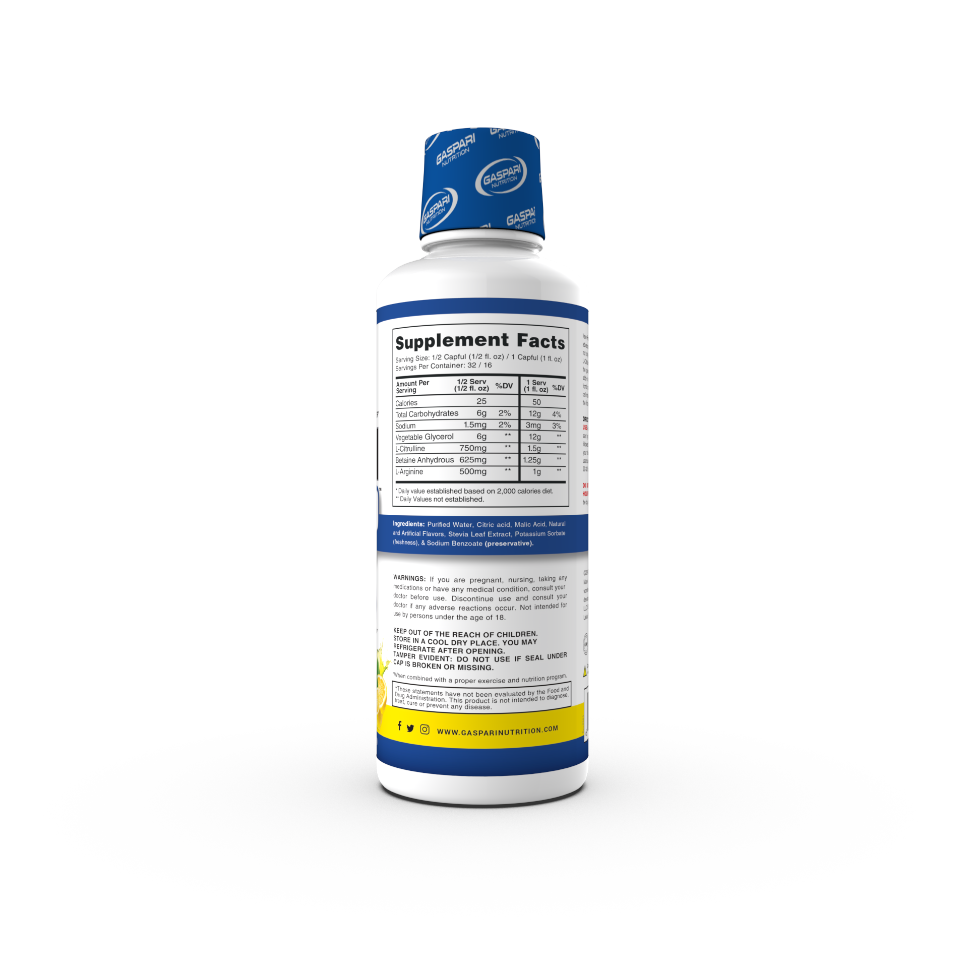 Back of the Proven Pump supplement bottle showing detailed supplement facts and ingredients for the lemon drop flavor.