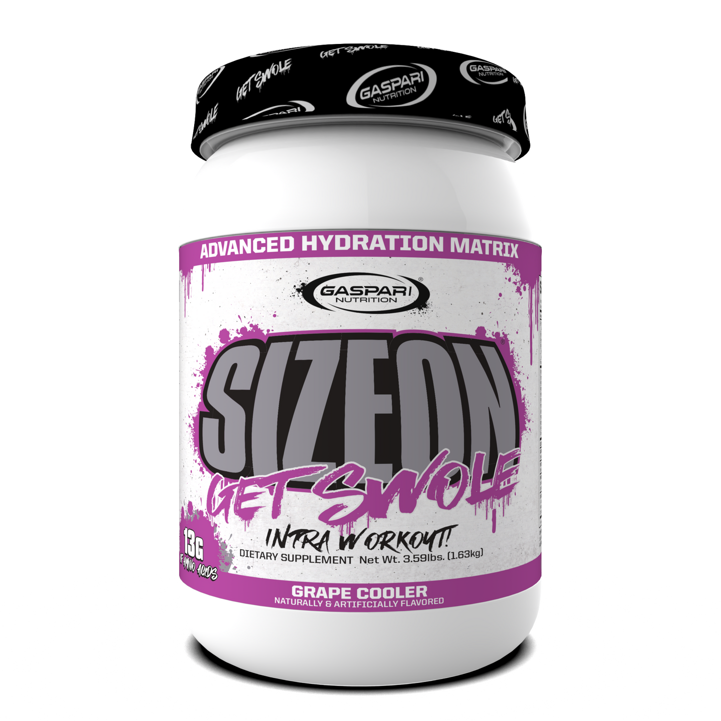 SizeOn Get Swole container in Grape Cooler flavor, perfect for Intra-Workout energy.