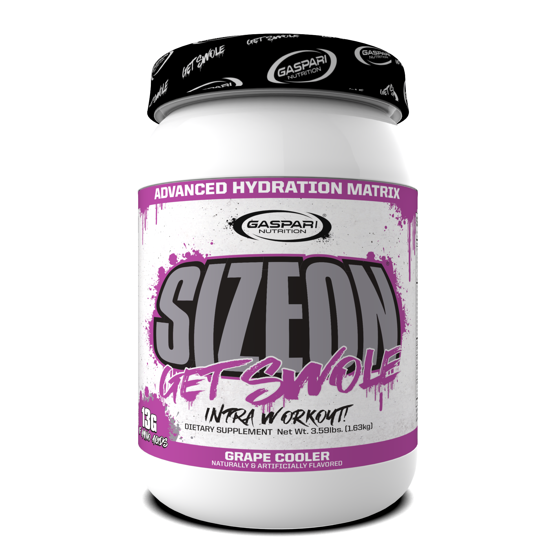 SizeOn Get Swole container in Grape Cooler flavor, perfect for Intra-Workout energy.
